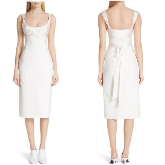 Cinq a Sept Amina Satin Twist Sheath Dress - Picture 2 of 12